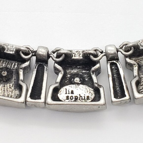 Lia Sophia * Pewter & Crystal Choker Necklace - Picture 4 of 6